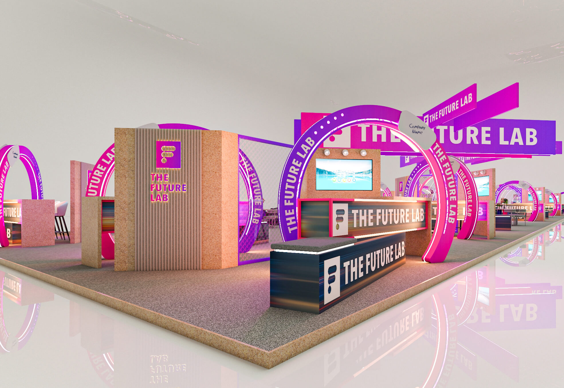 Custom stand with digital displays