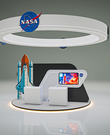 Trade show pavilion with LED wall